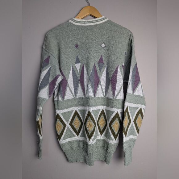 90s geometric pattern knitted sweater Pastel Mondango Made in italy S - Picture 6 of 7